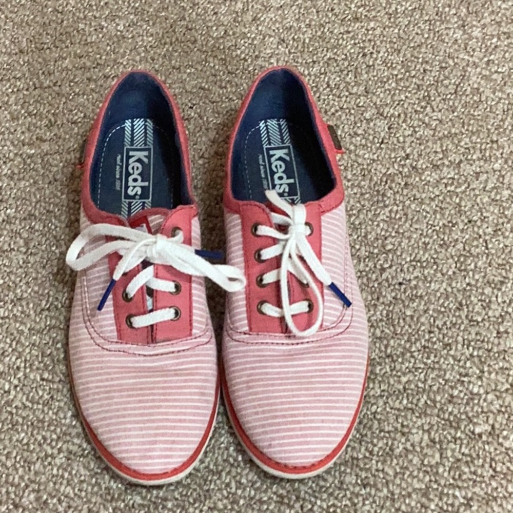 Keds women's chambray stripe shoes in sz 7 Preppy Coastal Americana Nautical